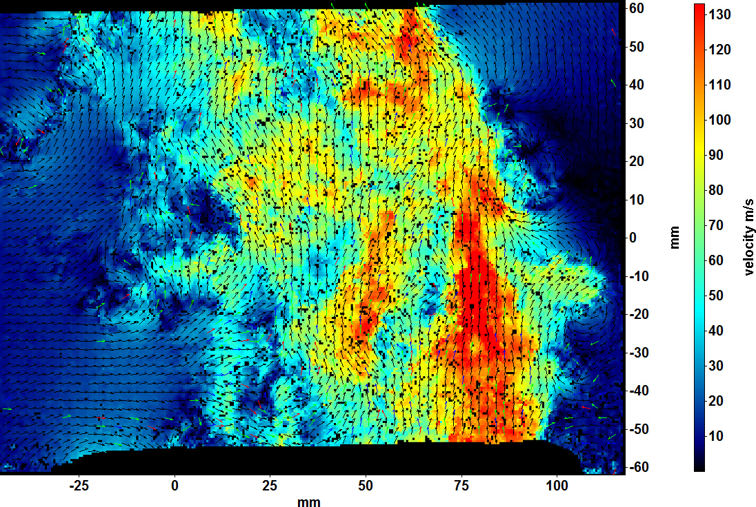 instantaneous velocity fields obtained from PIV measurements.